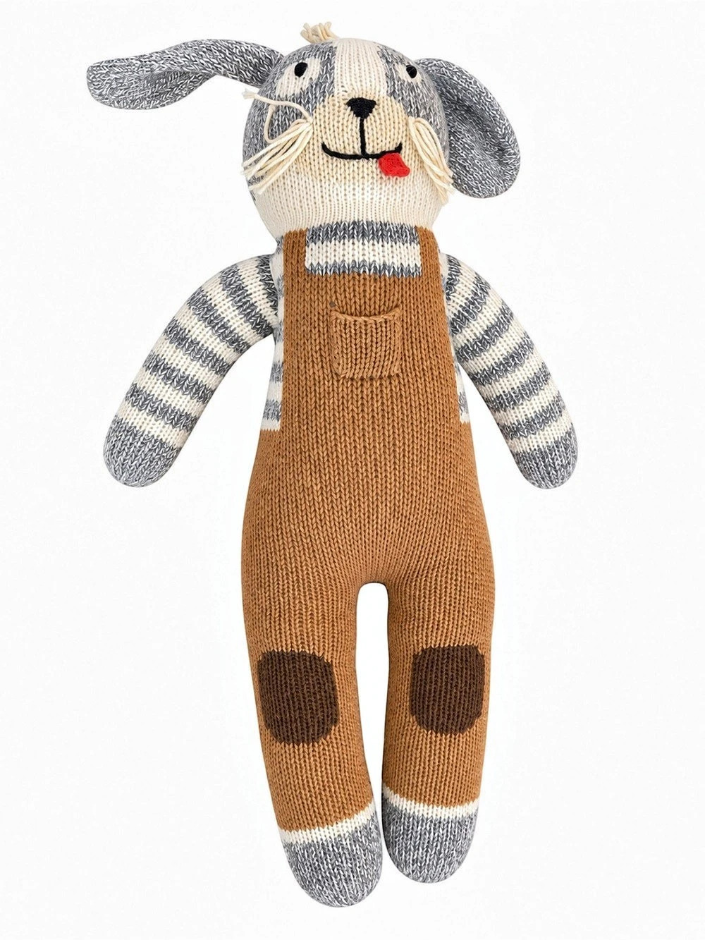 BlaBla Pablo Knit Dog Stuffed Animal Brown & Gray 18 inches EUC